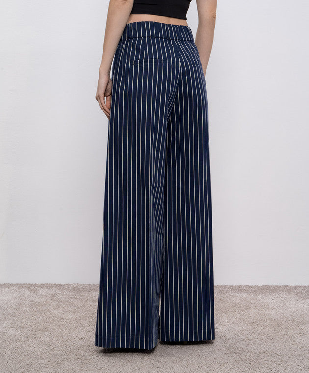 BRUNELLO CUCINELLI WOMEN'S NAVY STRIPED WIDE TROUSERS