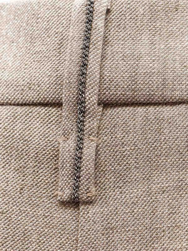 BRUNELLO CUCINELLI WOMEN'S LIGHT BROWN LINEN TROUSERS