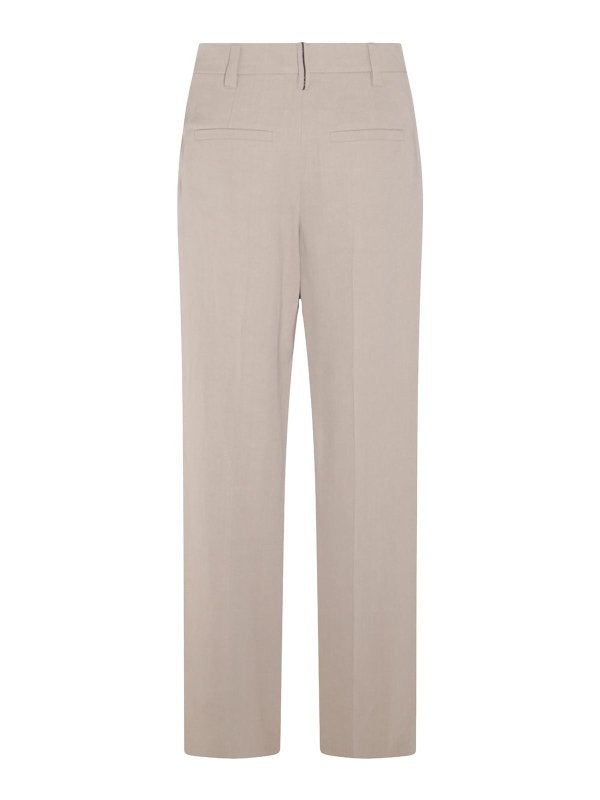 BRUNELLO CUCINELLI WOMEN'S LIGHT BEIGE STRAIGHT TROUSERS