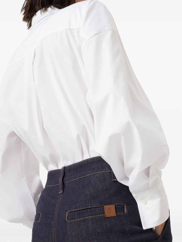 BRUNELLO CUCINELLI WOMEN'S DARK BLUE FLARED TROUSERS