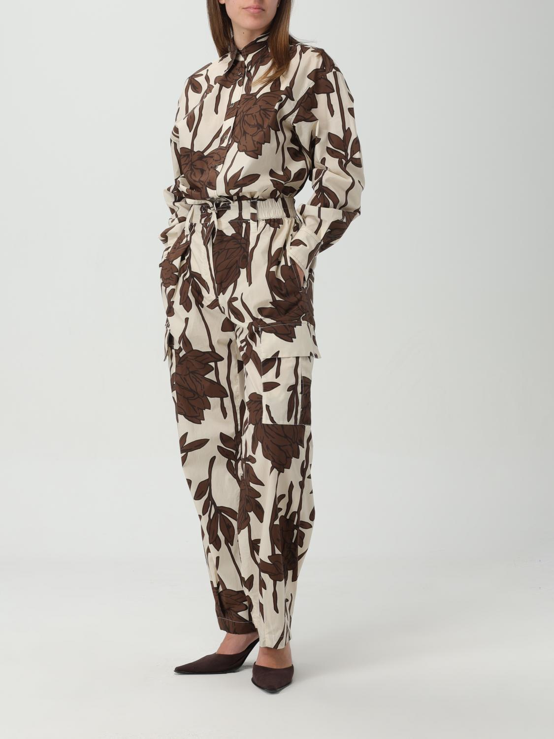 BRUNELLO CUCINELLI WOMEN'S CREAM FLORAL WIDE LEG TROUSERS