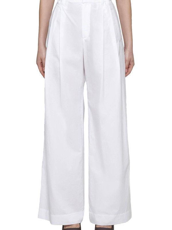 BRUNELLO CUCINELLI WOMEN'S NATURALE WIDE LEG COTTON TROUSERS