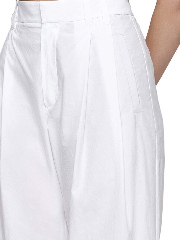 BRUNELLO CUCINELLI WOMEN'S NATURALE WIDE LEG COTTON TROUSERS