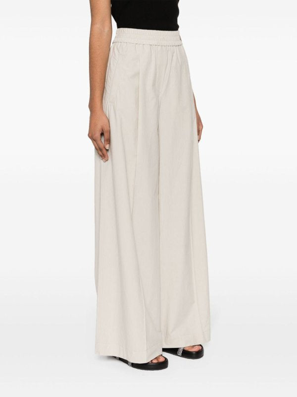BRUNELLO CUCINELLI WOMEN'S LIGHT BEIGE WIDE LEG TROUSERS