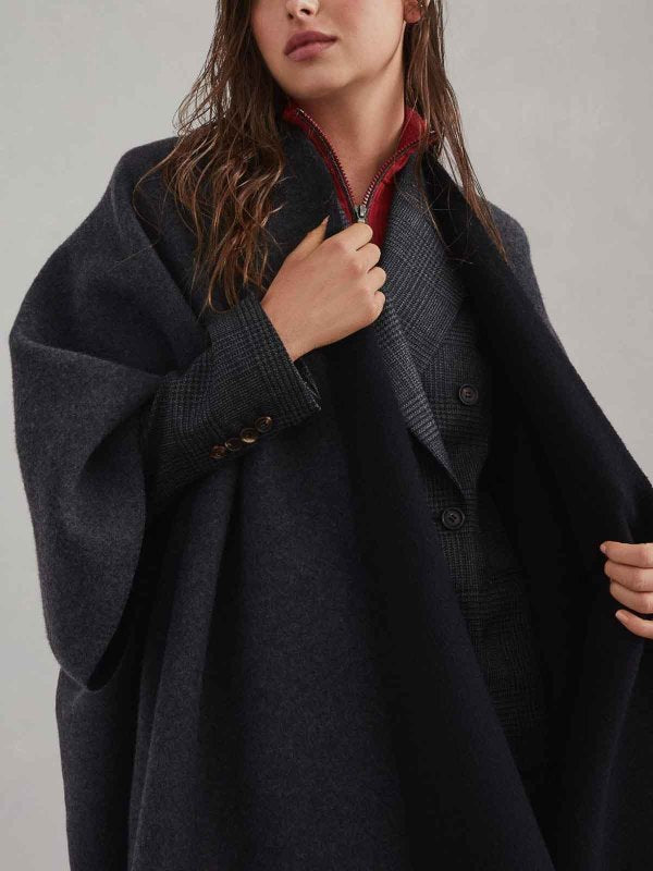 BRUNELLO CUCINELLI WOMEN'S DARK GREY WOOL SCARF