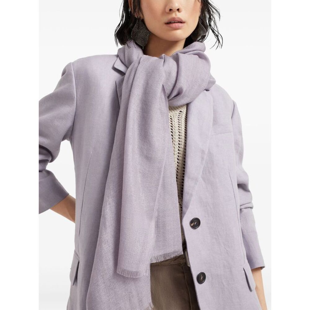 BRUNELLO CUCINELLI WOMEN'S LIGHT PURPLE WOOL SILK SCARF