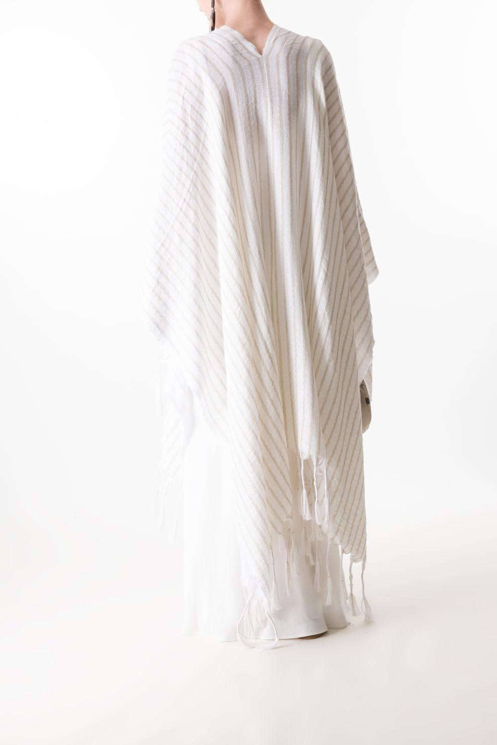 BRUNELLO CUCINELLI WOMEN'S OFF WHITE WOOL LINEN SCARF