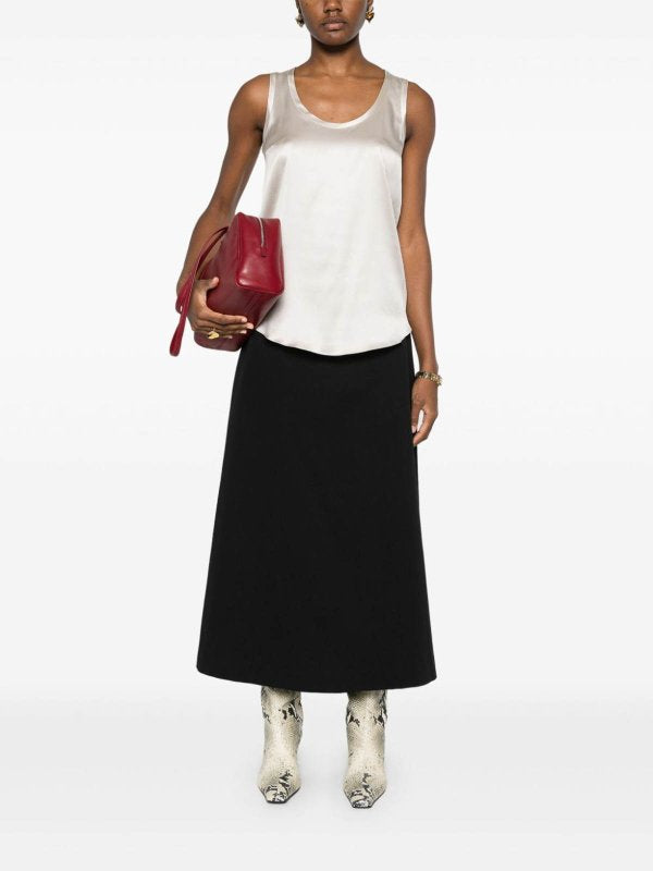 BRUNELLO CUCINELLI WOMEN'S IVORY SILK SLEEVELESS SHIRT