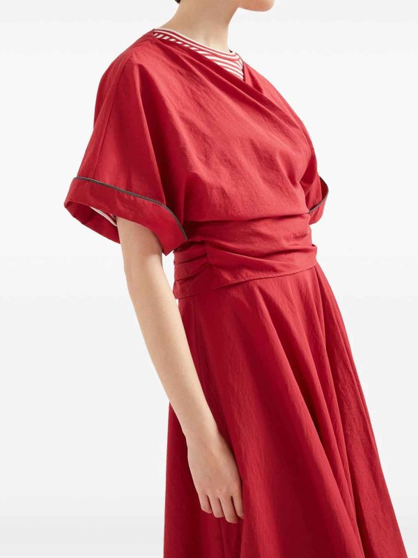 BRUNELLO CUCINELLI WOMEN'S RED WRAP COTTON SHIRT
