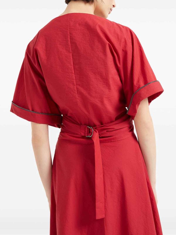 BRUNELLO CUCINELLI WOMEN'S RED WRAP COTTON SHIRT