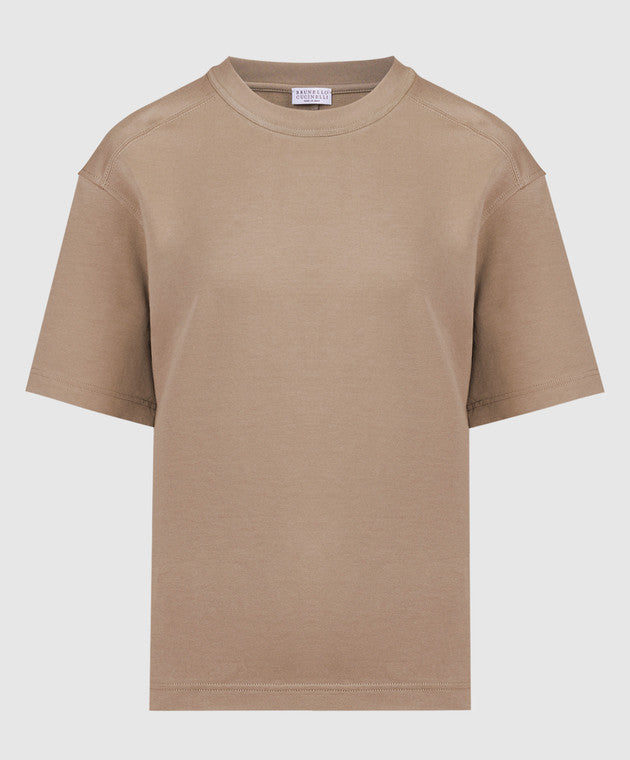 BRUNELLO CUCINELLI WOMEN'S LIGHT BROWN COTTON SHIRT