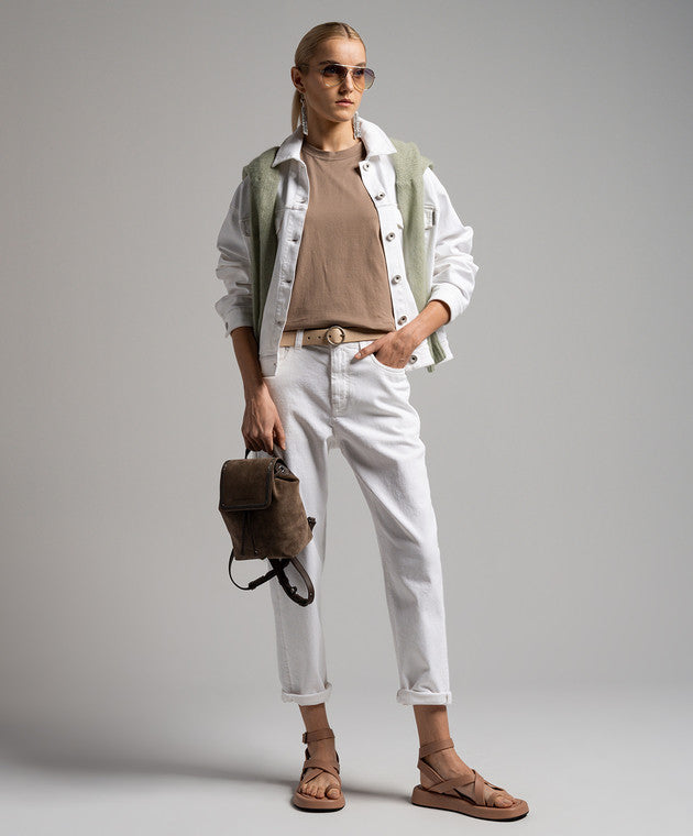 BRUNELLO CUCINELLI WOMEN'S LIGHT BROWN COTTON SHIRT