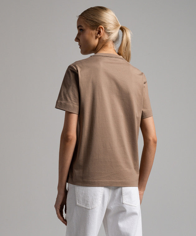 BRUNELLO CUCINELLI WOMEN'S LIGHT BROWN COTTON SHIRT