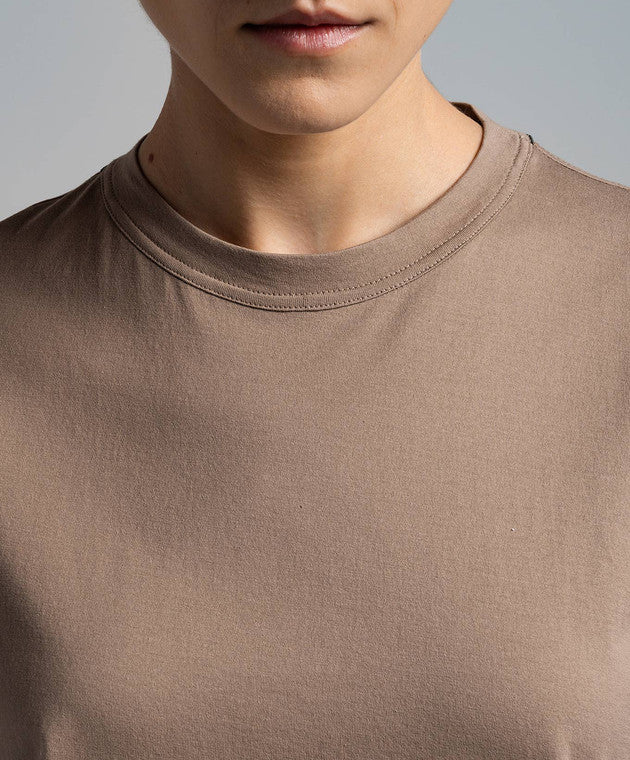 BRUNELLO CUCINELLI WOMEN'S LIGHT BROWN COTTON SHIRT