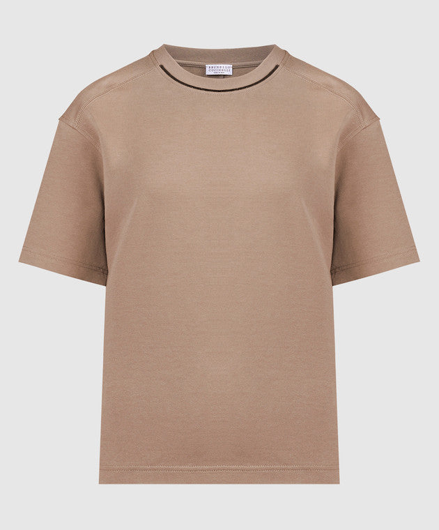 BRUNELLO CUCINELLI WOMEN'S TAUPE COTTON RELAXED SHIRT