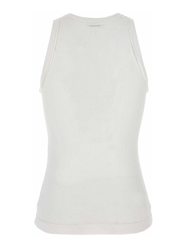 BRUNELLO CUCINELLI WOMEN'S WHITE RIBBED COTTON SHIRT