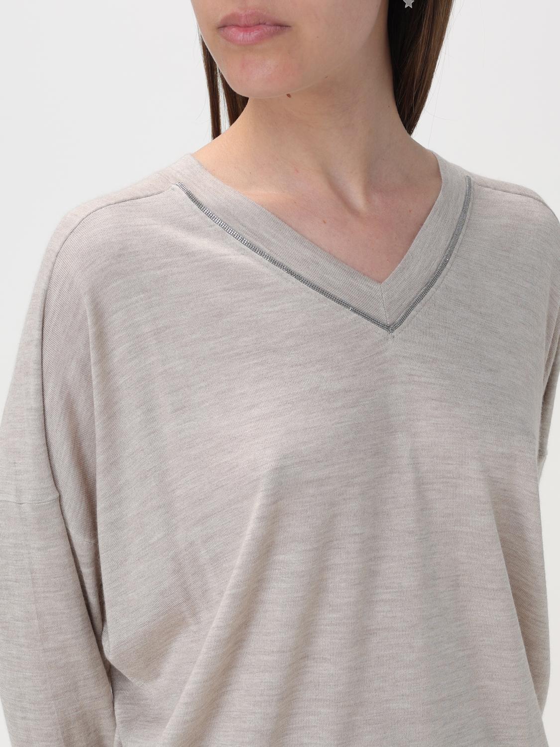 BRUNELLO CUCINELLI WOMEN'S LIGHT BEIGE WOOL SILK SHIRT