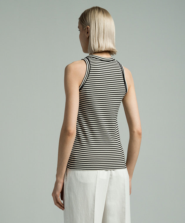 BRUNELLO CUCINELLI WOMEN'S BLACK WHITE STRIPED SHIRT