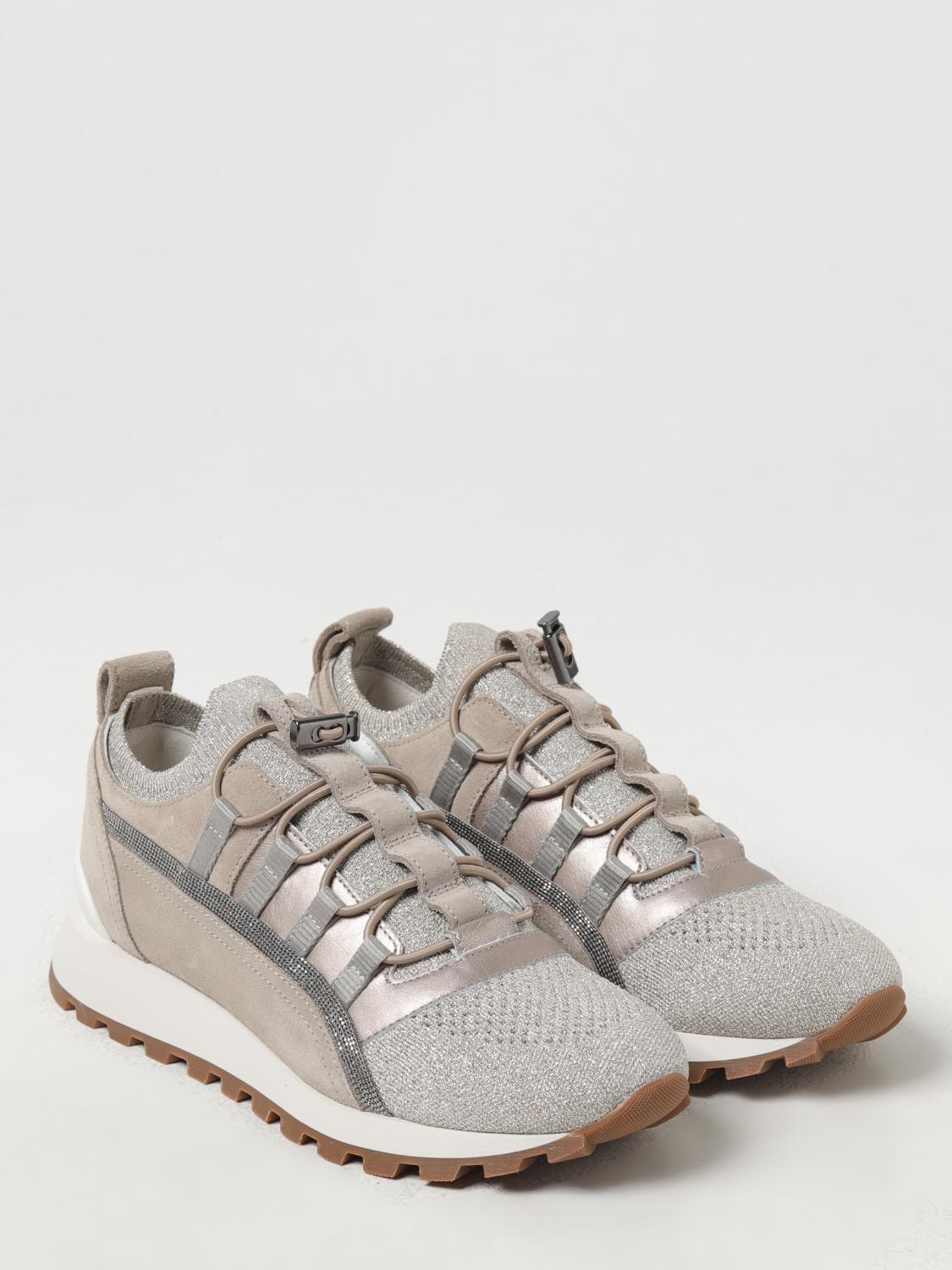 BRUNELLO CUCINELLI WOMEN'S LIGHT BEIGE LEATHER SNEAKERS