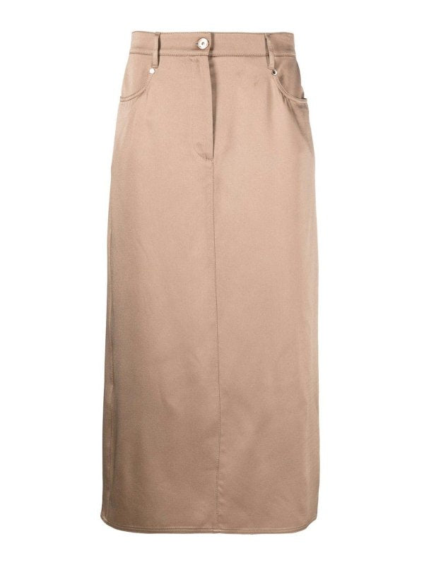 BRUNELLO CUCINELLI WOMEN'S BEIGE STRAIGHT MIDI SKIRT