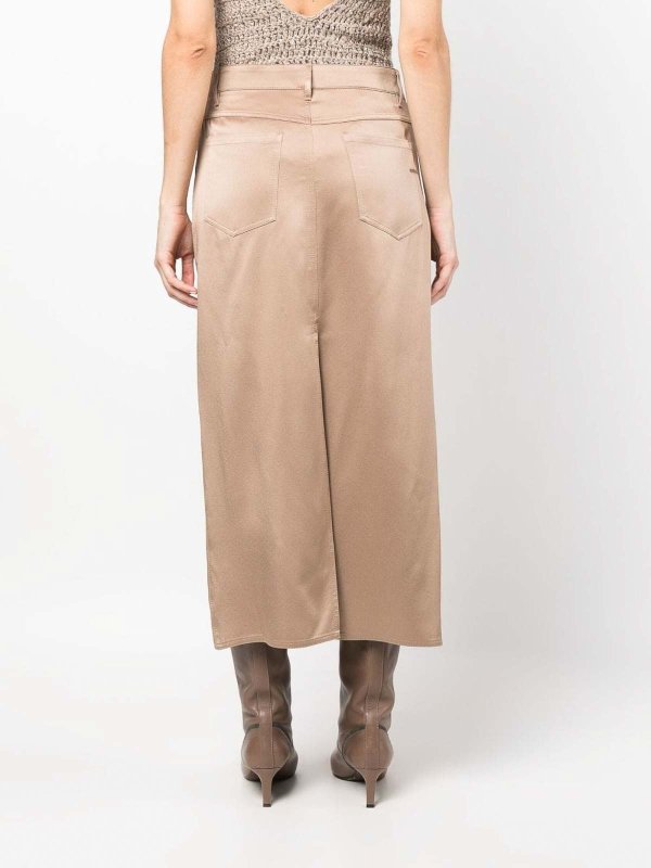 BRUNELLO CUCINELLI WOMEN'S BEIGE STRAIGHT MIDI SKIRT