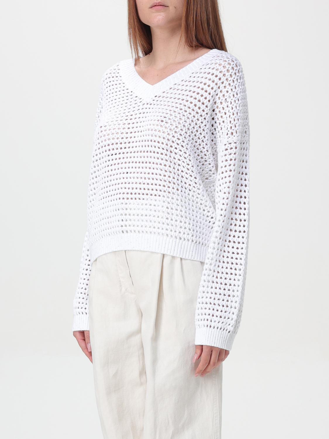 BRUNELLO CUCINELLI WOMEN'S WHITE OPENWORK COTTON SWEATER