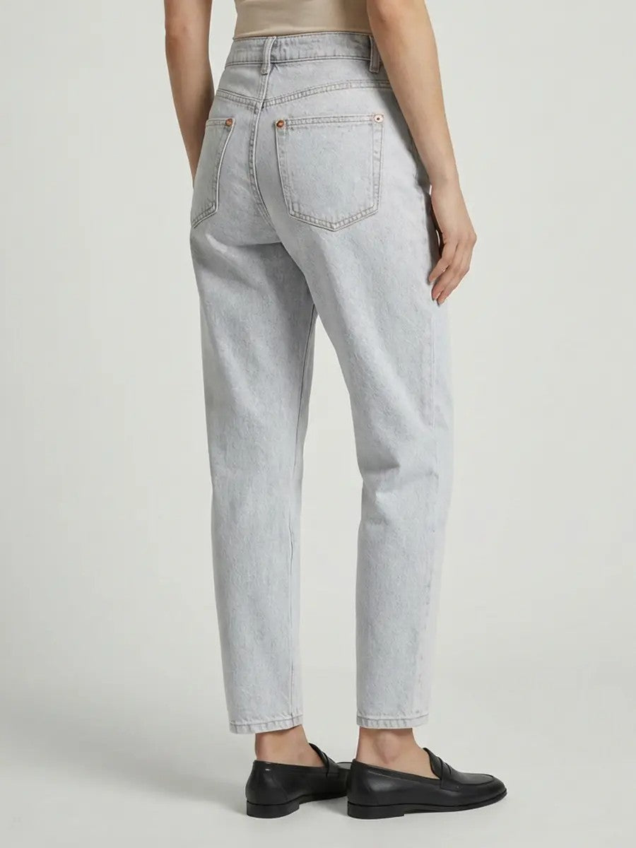 BRUNELLO CUCINELLI WOMEN'S STONE DENIM TAPERED TROUSERS