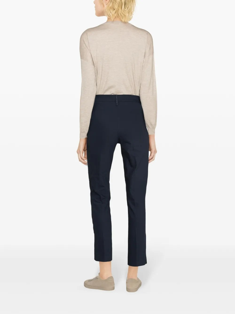 BRUNELLO CUCINELLI WOMEN'S NIGHT SKY TAILORED STRAIGHT LEG TROUSERS WITH SIDE SLITS