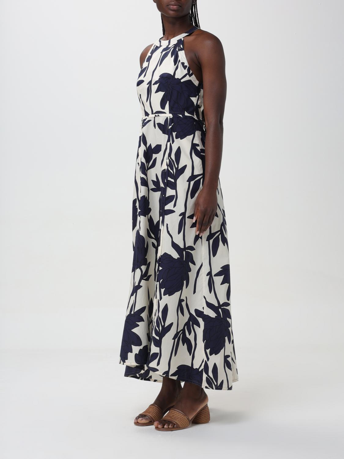 BRUNELLO CUCINELLI WOMEN'S BLUE FLORAL COTTON HALTER DRESS
