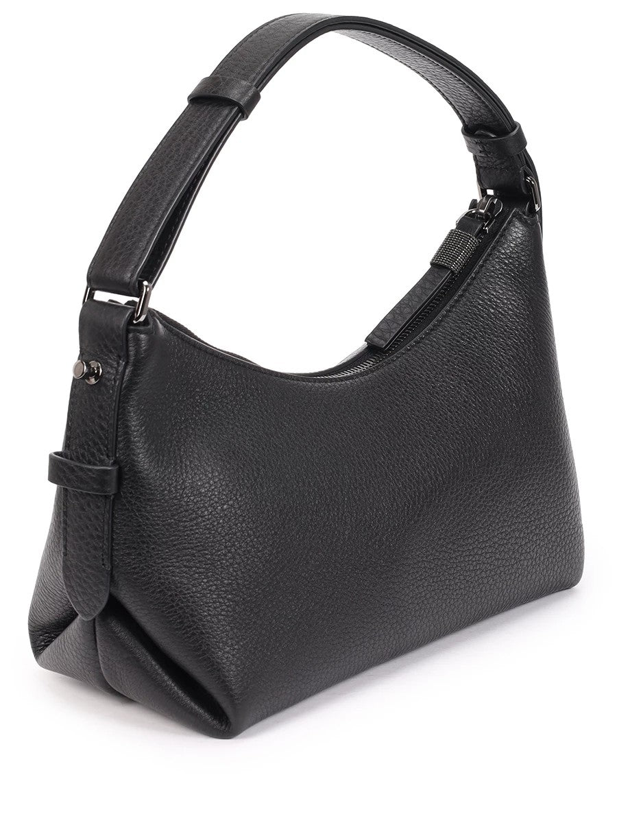BRUNELLO CUCINELLI WOMEN'S BLACK LEATHER SHOULDER BAG
