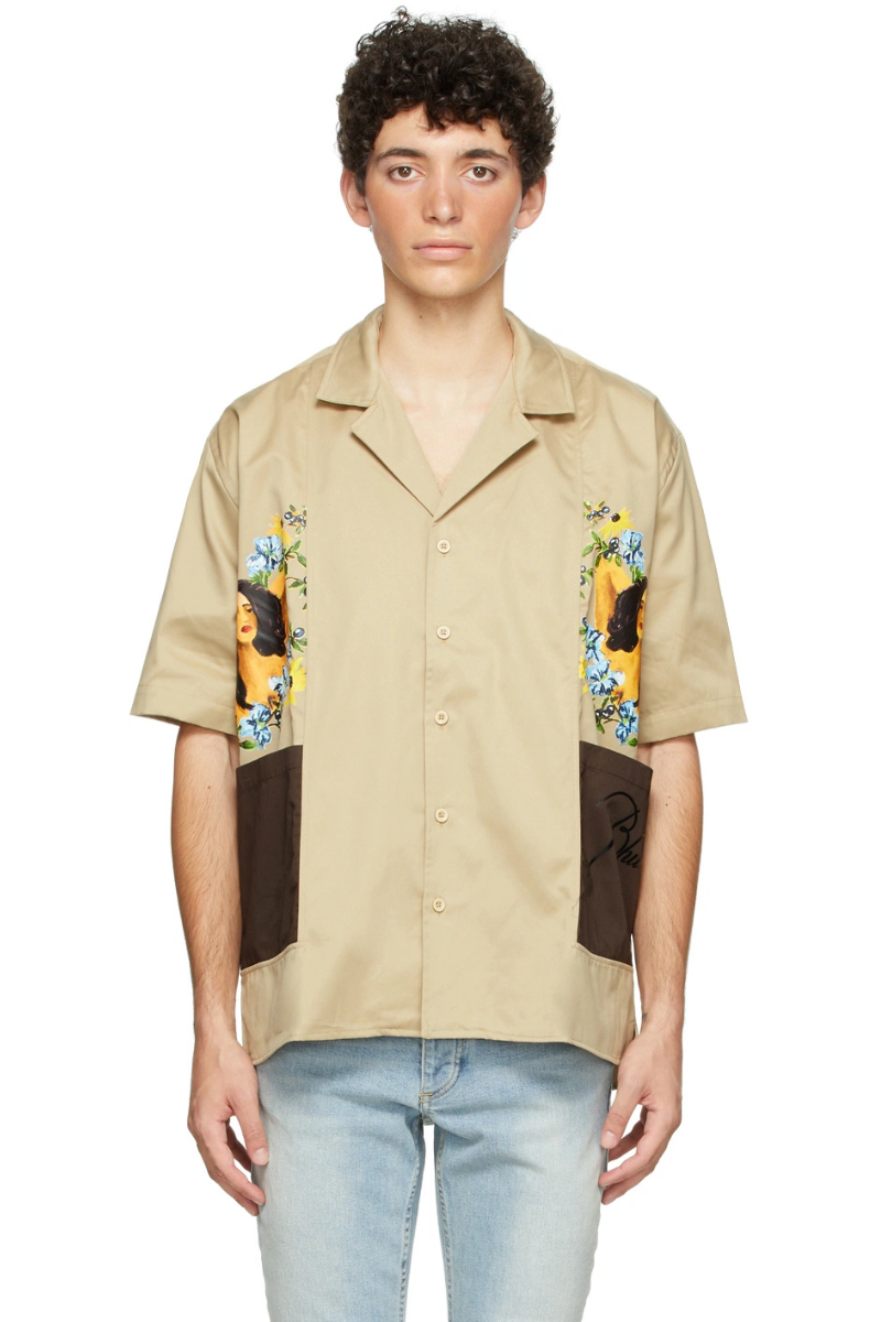 Rhude Beige Cigar Short Sleeve Shirt