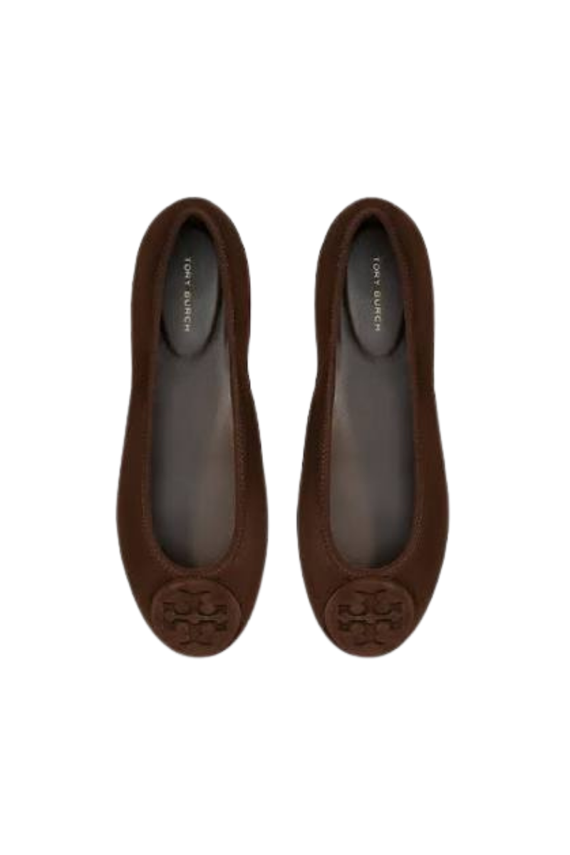 Tory Burch Reva Travel Ballet Suede Dark Cocoa 177247-200