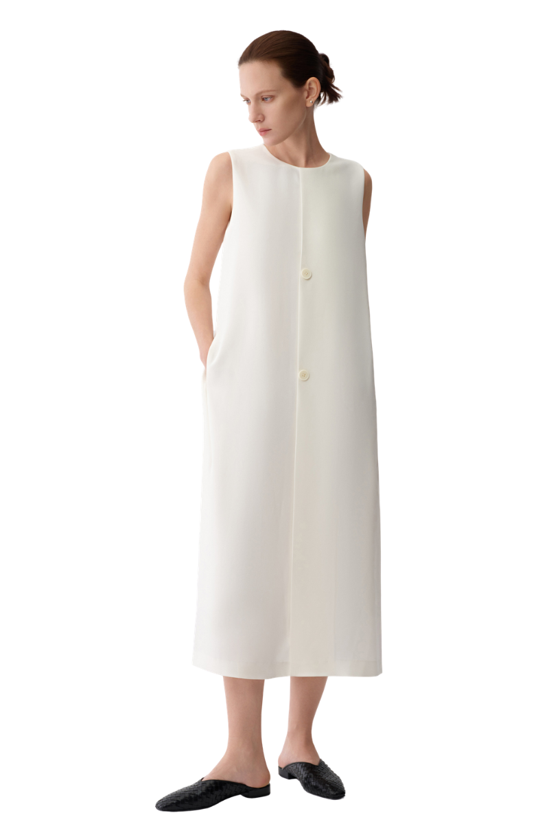 Max Simple Acetate Tank Dress White MSES260002W