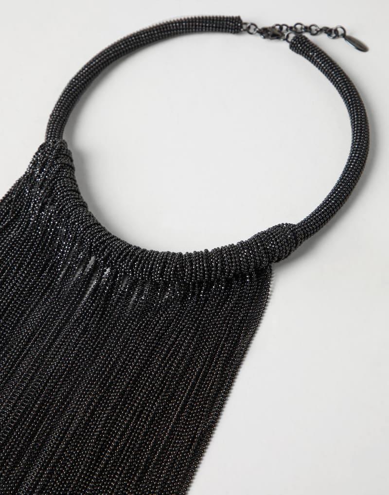 BRUNELLO CUCINELLI WOMEN'S BLACK FRINGE STATEMENT NECKLACE