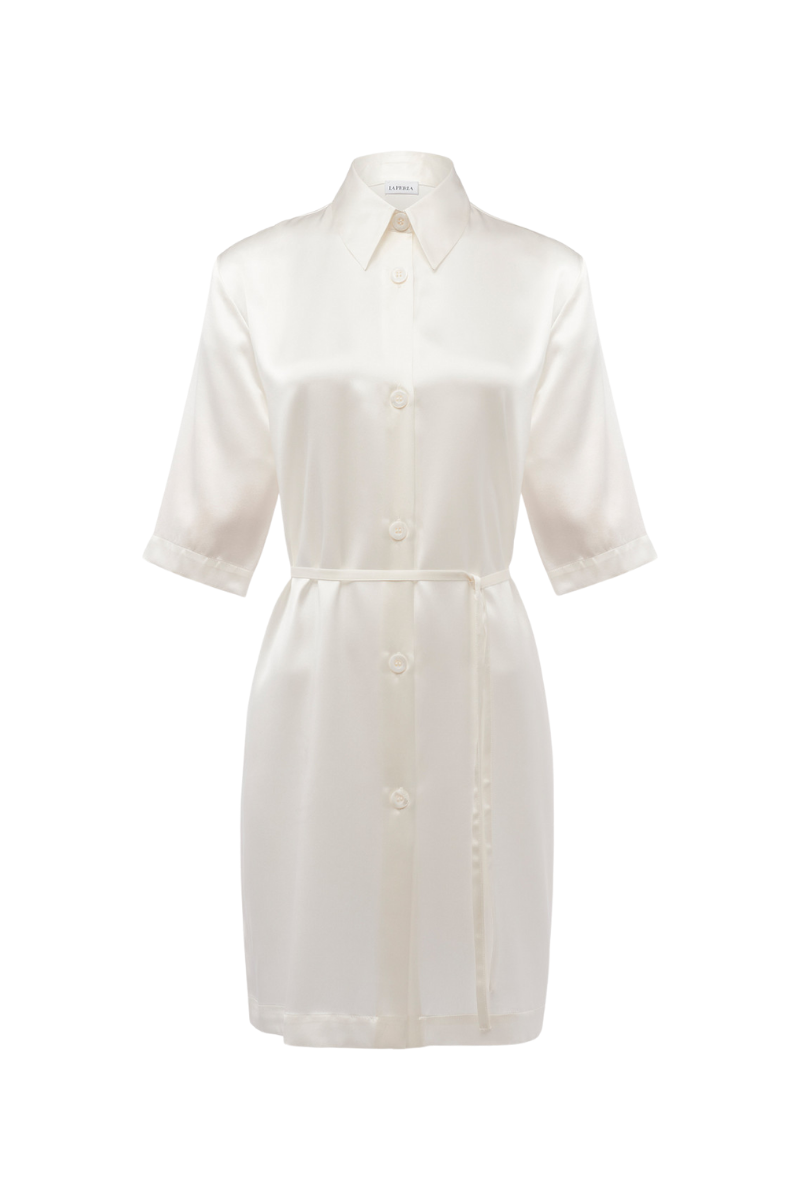 La Perla Silk Long Shirt In White