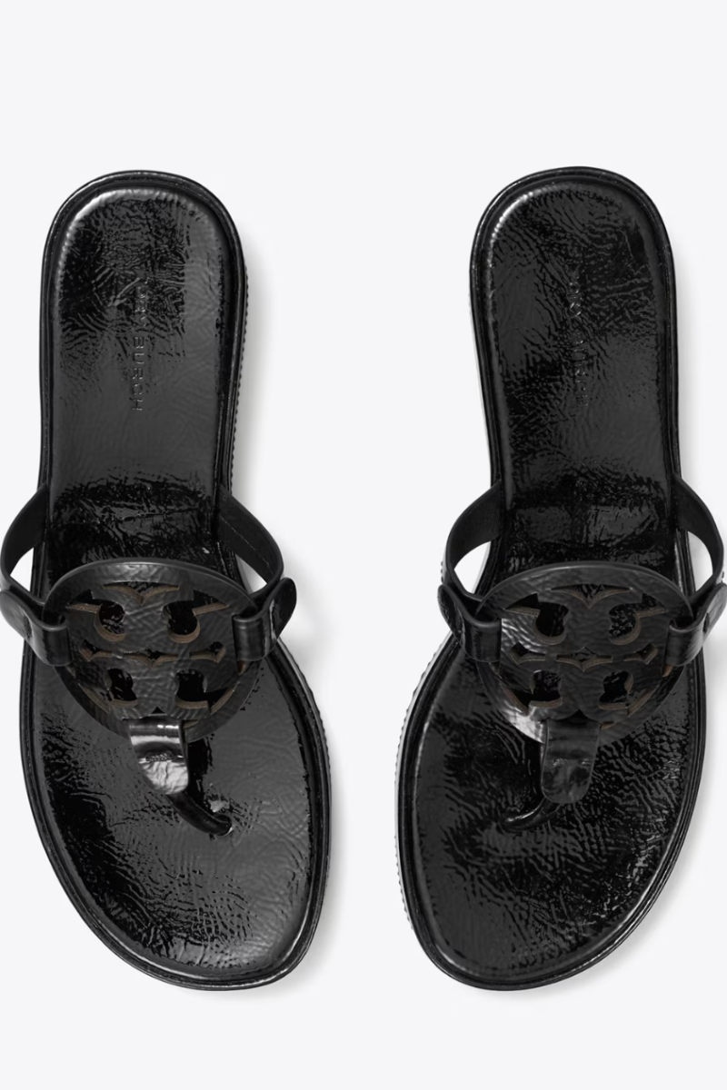 Tory Burch Miller Patent Wedge Sandals in Black