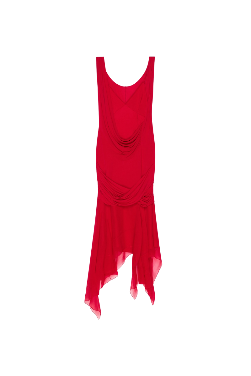 Givenchy Multi Drappe Short Dress-Vermillon