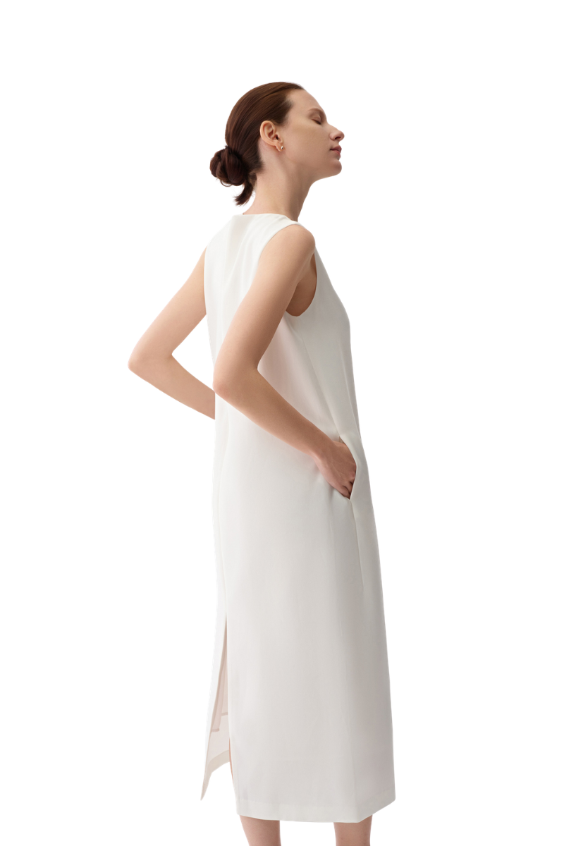 Max Simple Acetate Tank Dress White MSES260002W