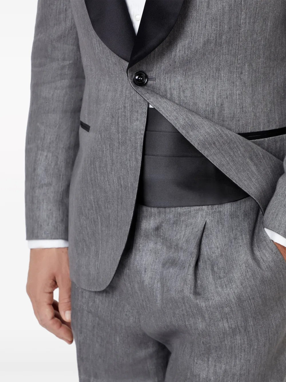 BRUNELLO CUCINELLI MEN'S MEDIUM GRAY SILK BLEND CUMMERBUND
