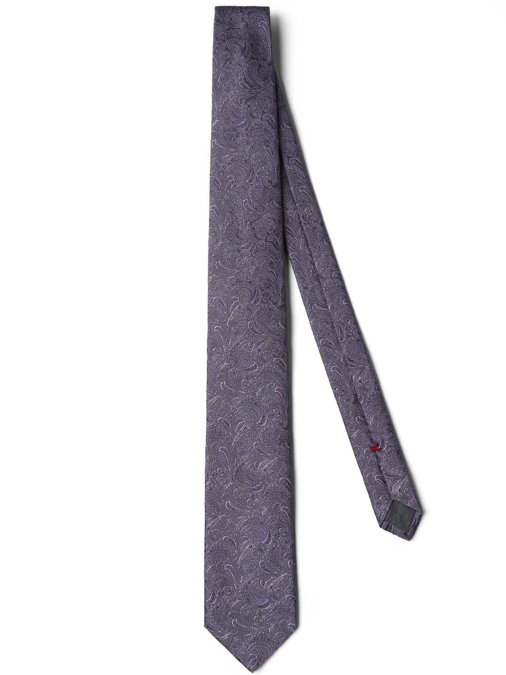 BRUNELLO CUCINELLI MEN'S MAUVE SILK PAISLEY TIE