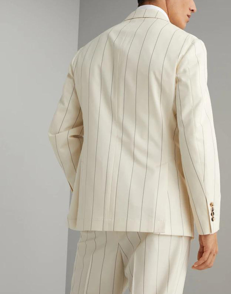 BRUNELLO CUCINELLI MEN'S OFF WHITE WOOL BLAZER