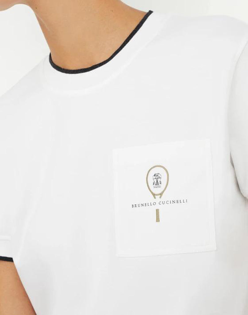 BRUNELLO CUCINELLI WOMEN'S WHITE COTTON CREW NECK T-SHIRT