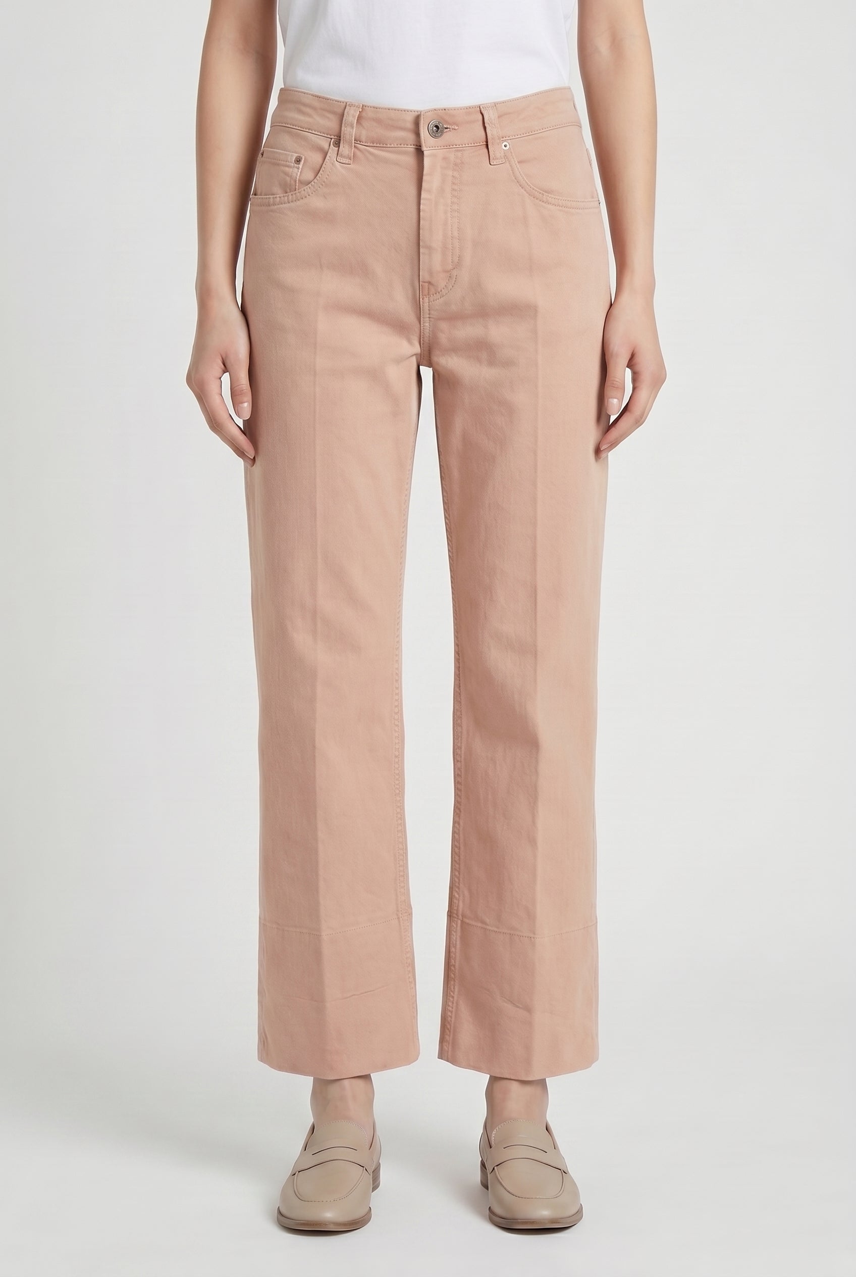 BRUNELLO CUCINELLI WOMEN'S PAPAYA COTTON STRAIGHT LEG TROUSERS