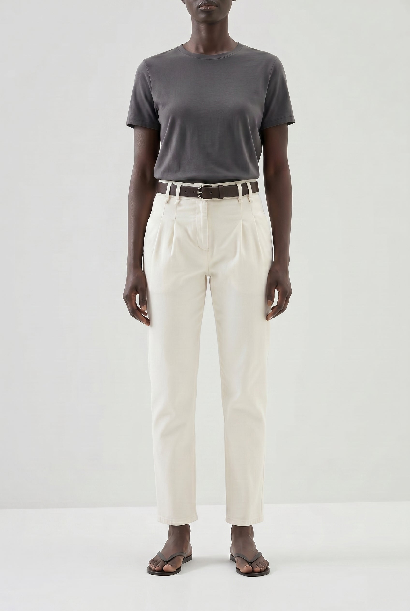 BRUNELLO CUCINELLI WOMEN'S WARM WHITE PLEATED TROUSERS