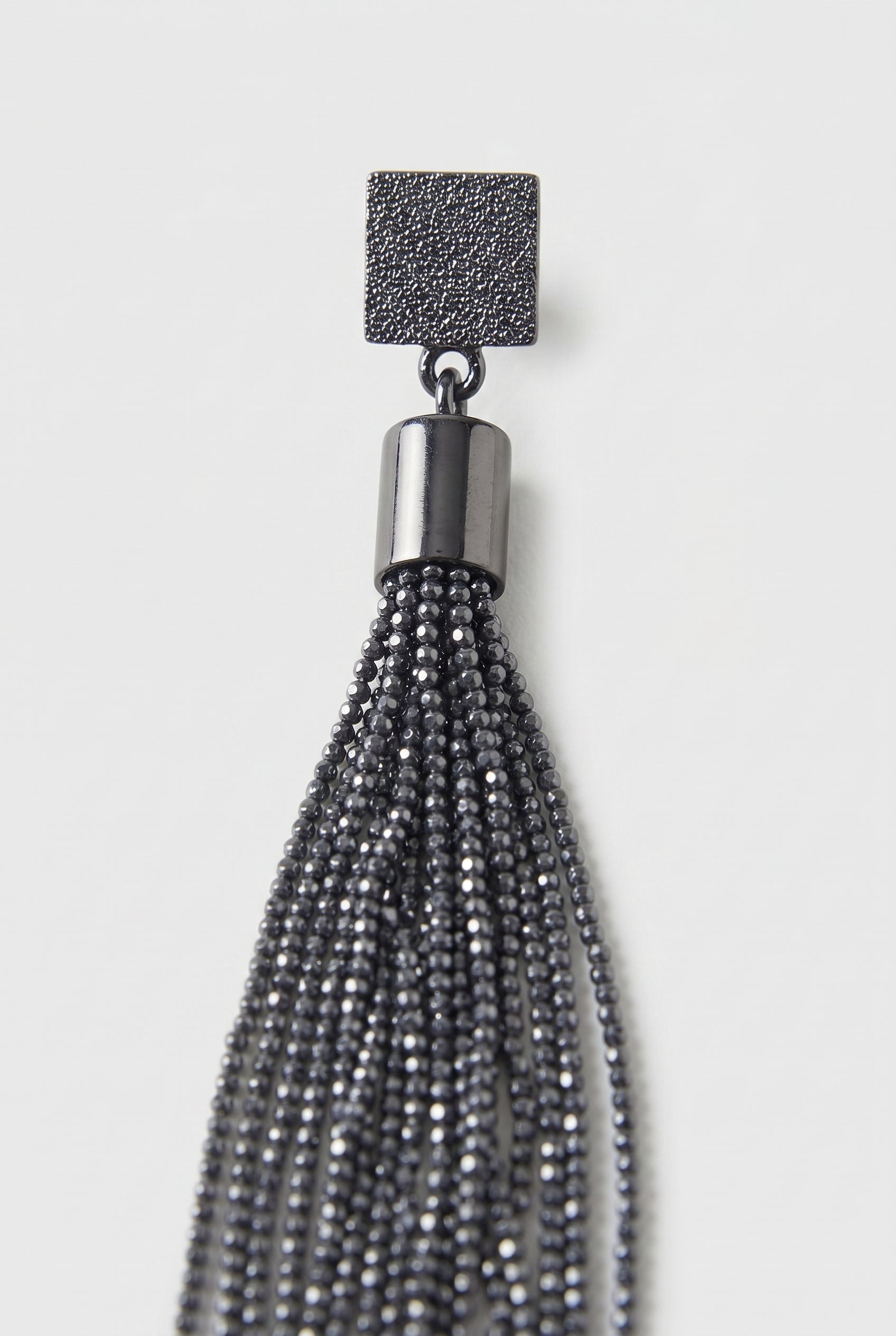 BRUNELLO CUCINELLI WOMEN'S BLACK RHODIUM TASSEL EARRINGS
