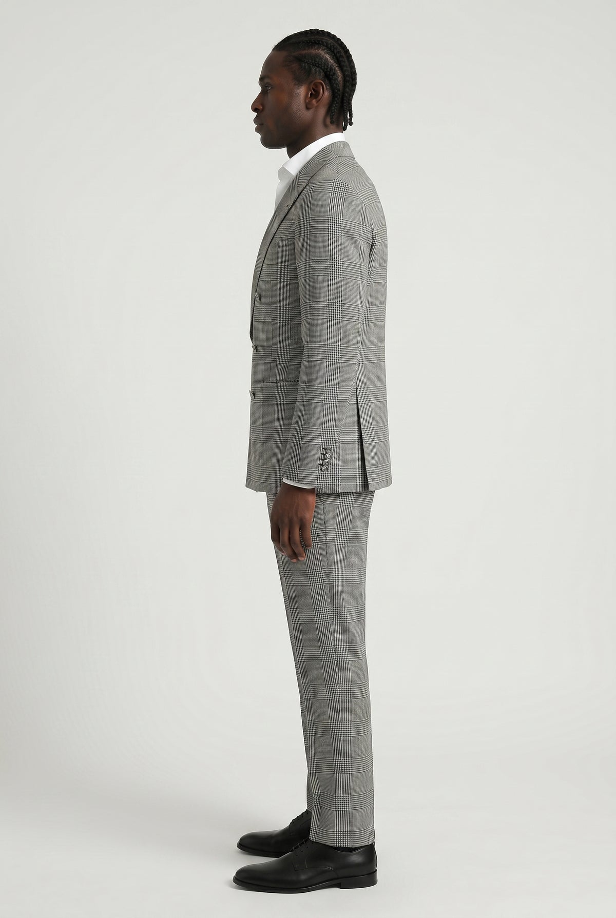 BRUNELLO CUCINELLI MEN'S GRAY LINEN PLAID SUIT