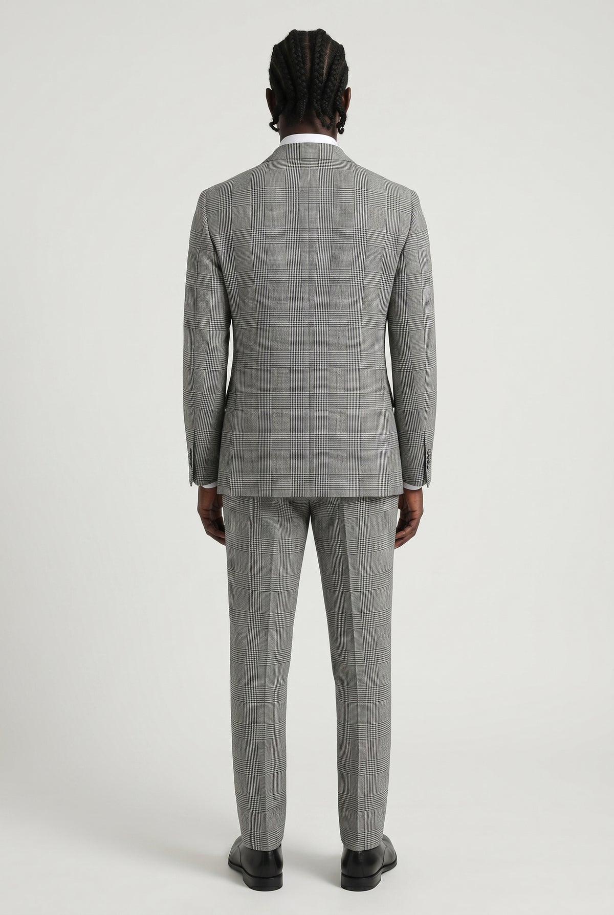 BRUNELLO CUCINELLI MEN'S GRAY LINEN PLAID SUIT