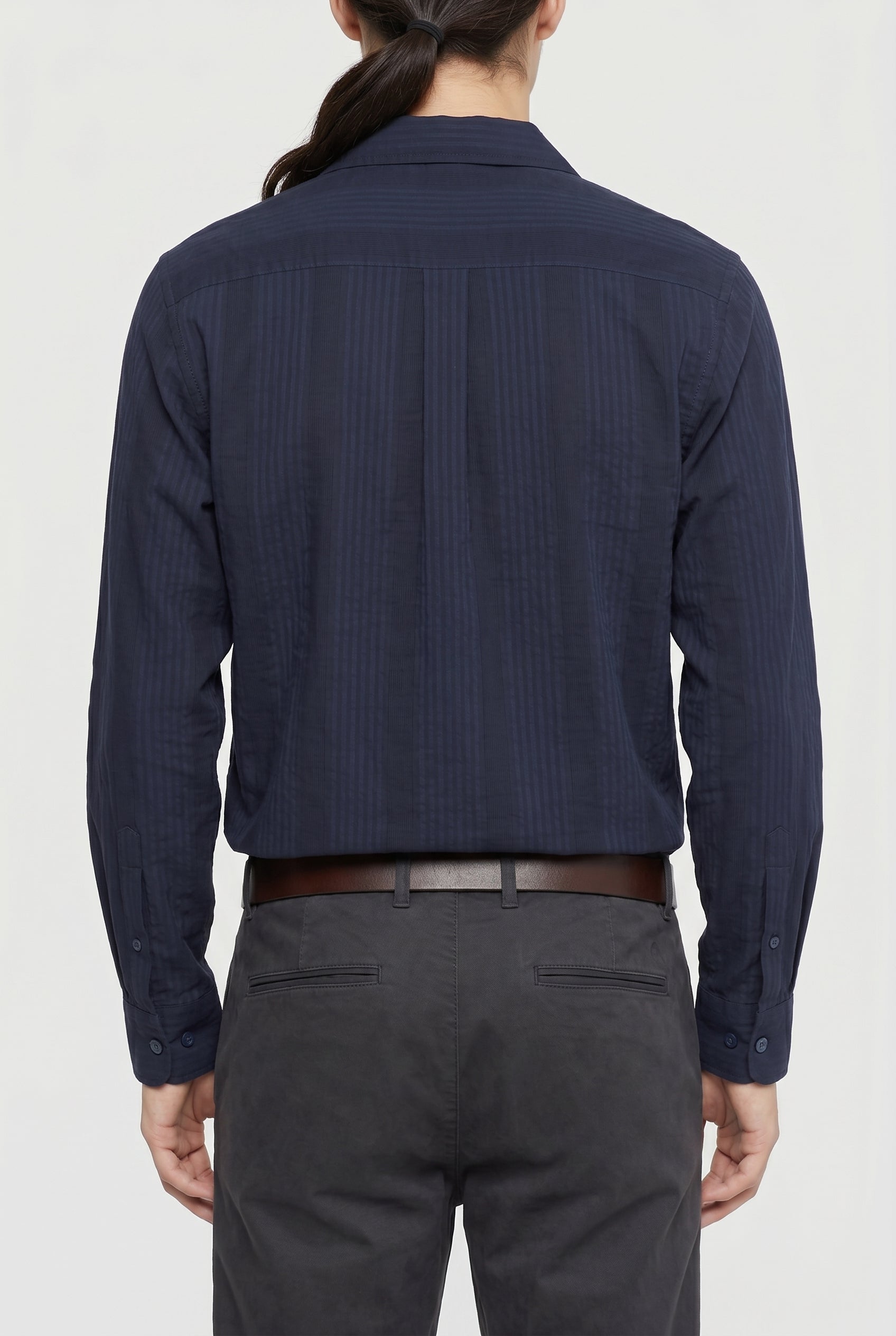 BRUNELLO CUCINELLI MEN'S NAVY BUTTON-UP SHIRT