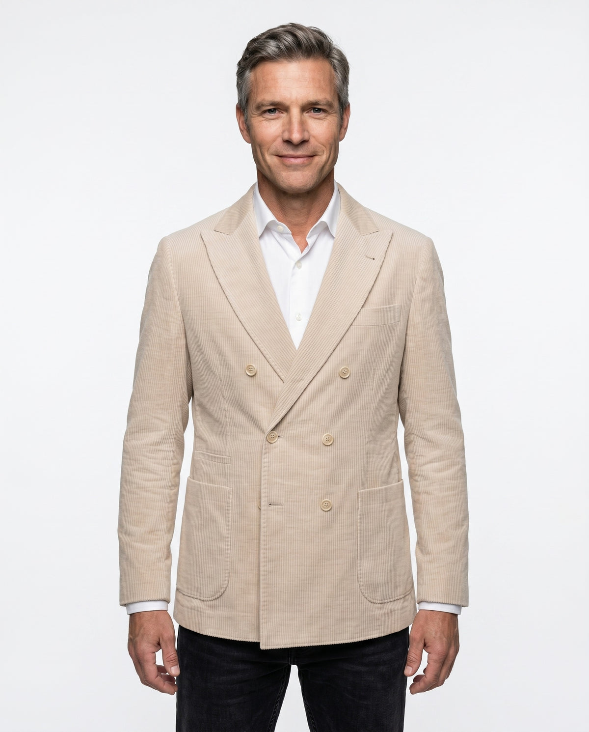 BRUNELLO CUCINELLI MEN'S BEIGE DOUBLE BREASTED BLAZER