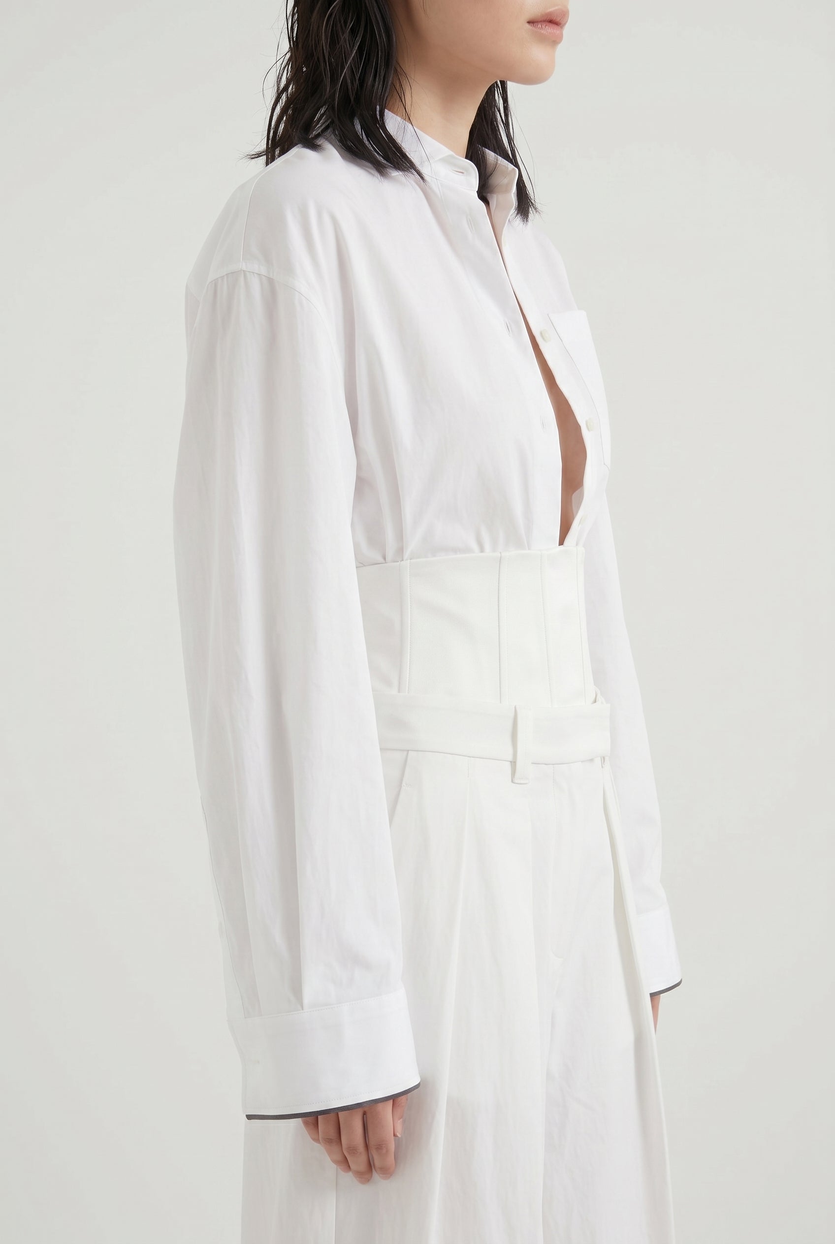 BRUNELLO CUCINELLI WOMEN'S NATURAL SILK STRUCTURED CORSET BELT